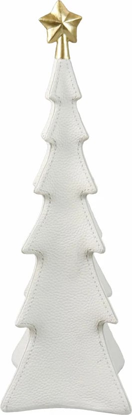 Dekor pemë Krishtlindjesh, e bardhë me yll të artë, 13x13x39.5cm