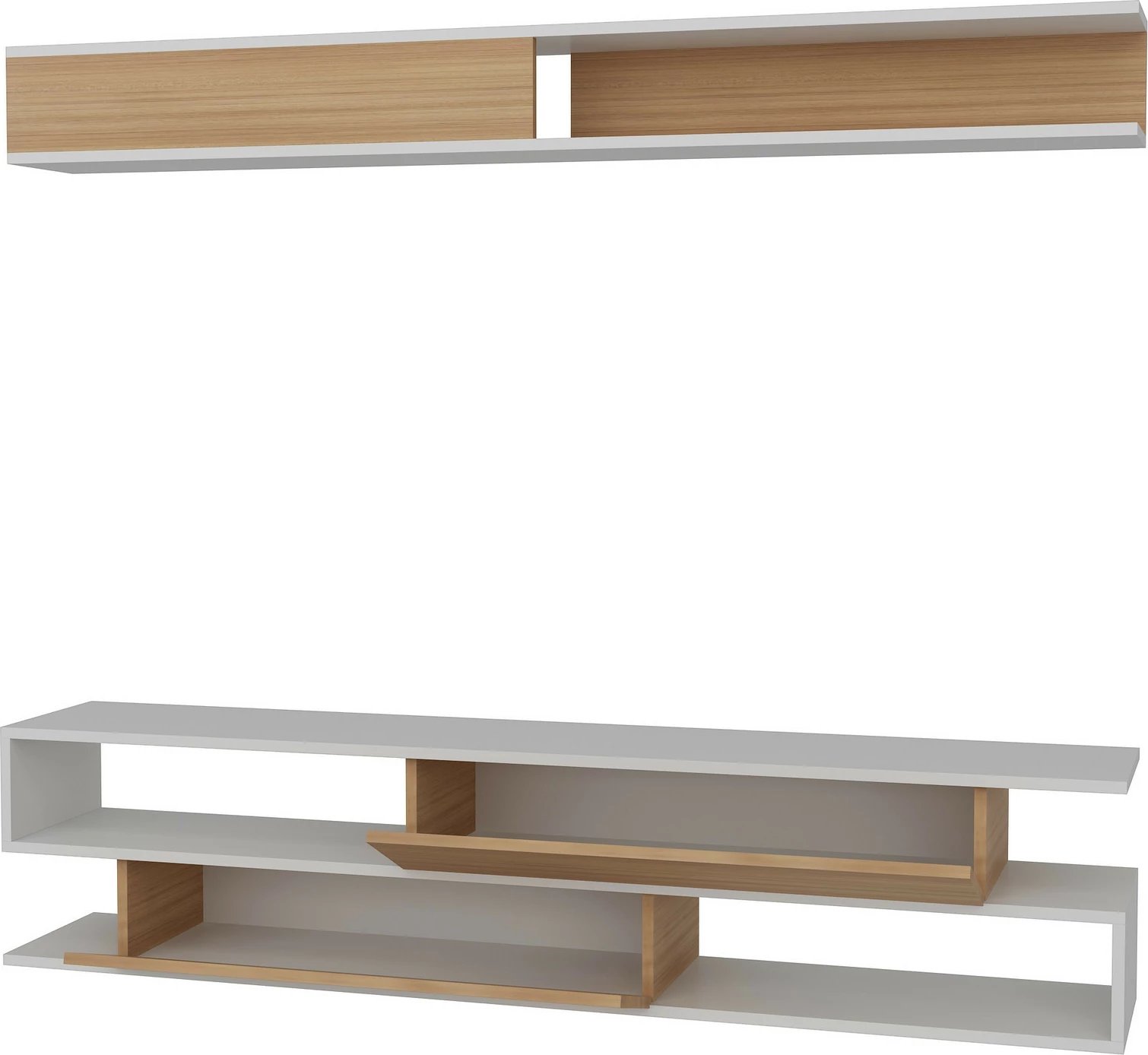 Komodë TV Hanah Home, Sims, e bardhë dhe teak