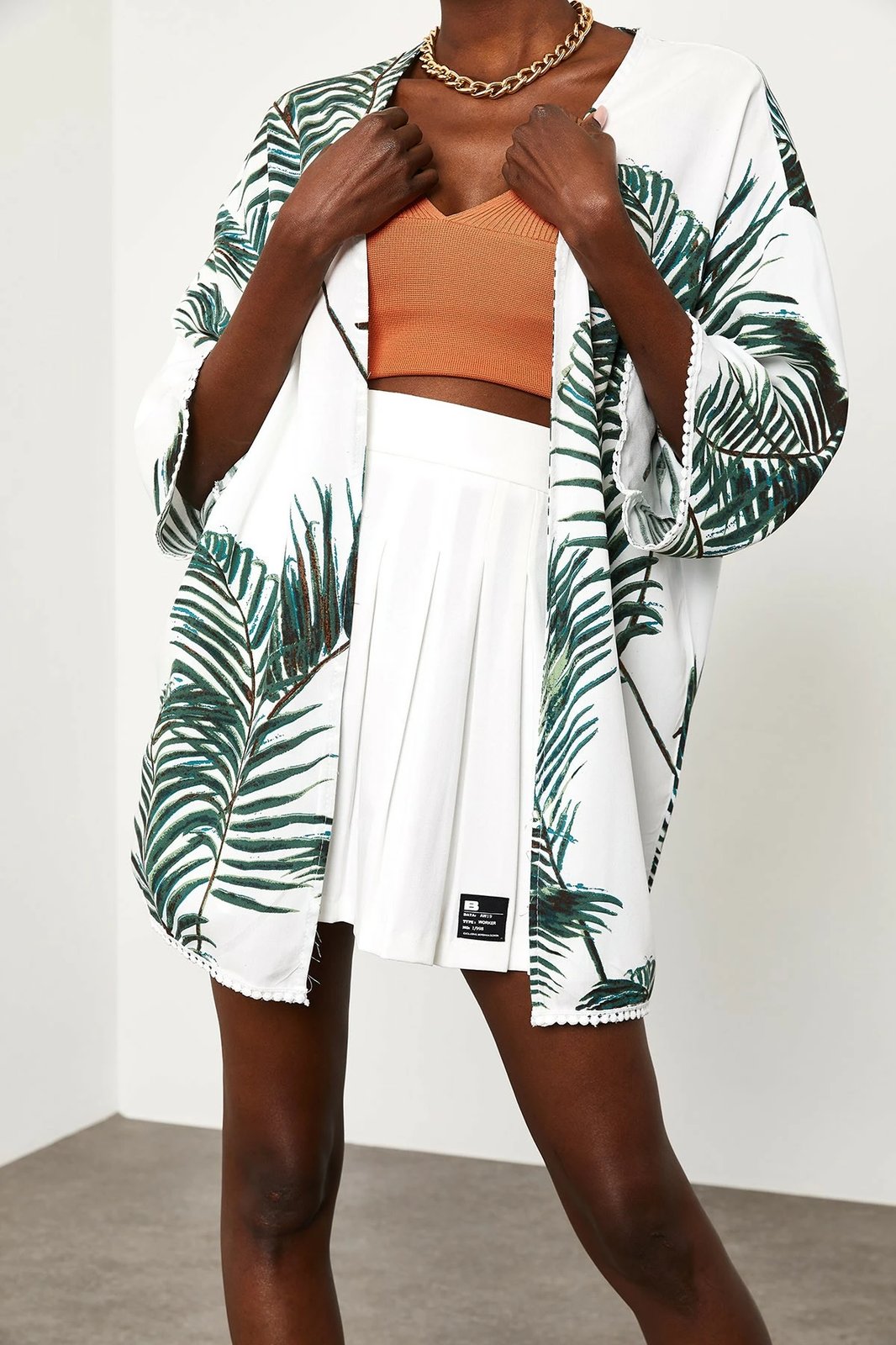 Kimono Jumeon, i bardhë, i gjelbër, X9781