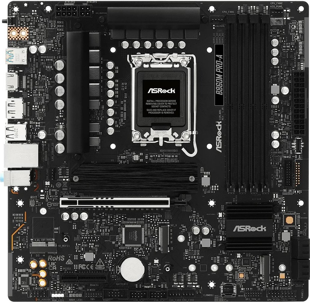 Pllakë amë ASRock B860M Pro-A, micro ATX, Intel, 4 slote RAM, e zezë