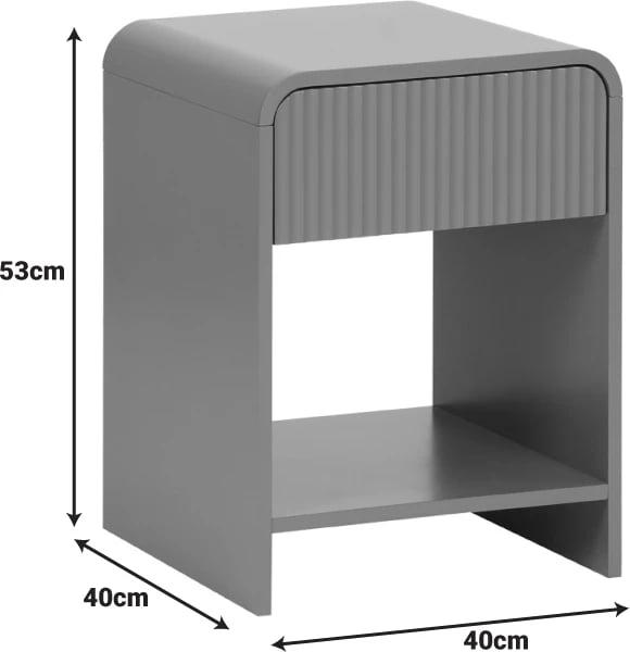 Komodinë nate Zeplen, MDF, ngjyrë gri, 40x40x53cm