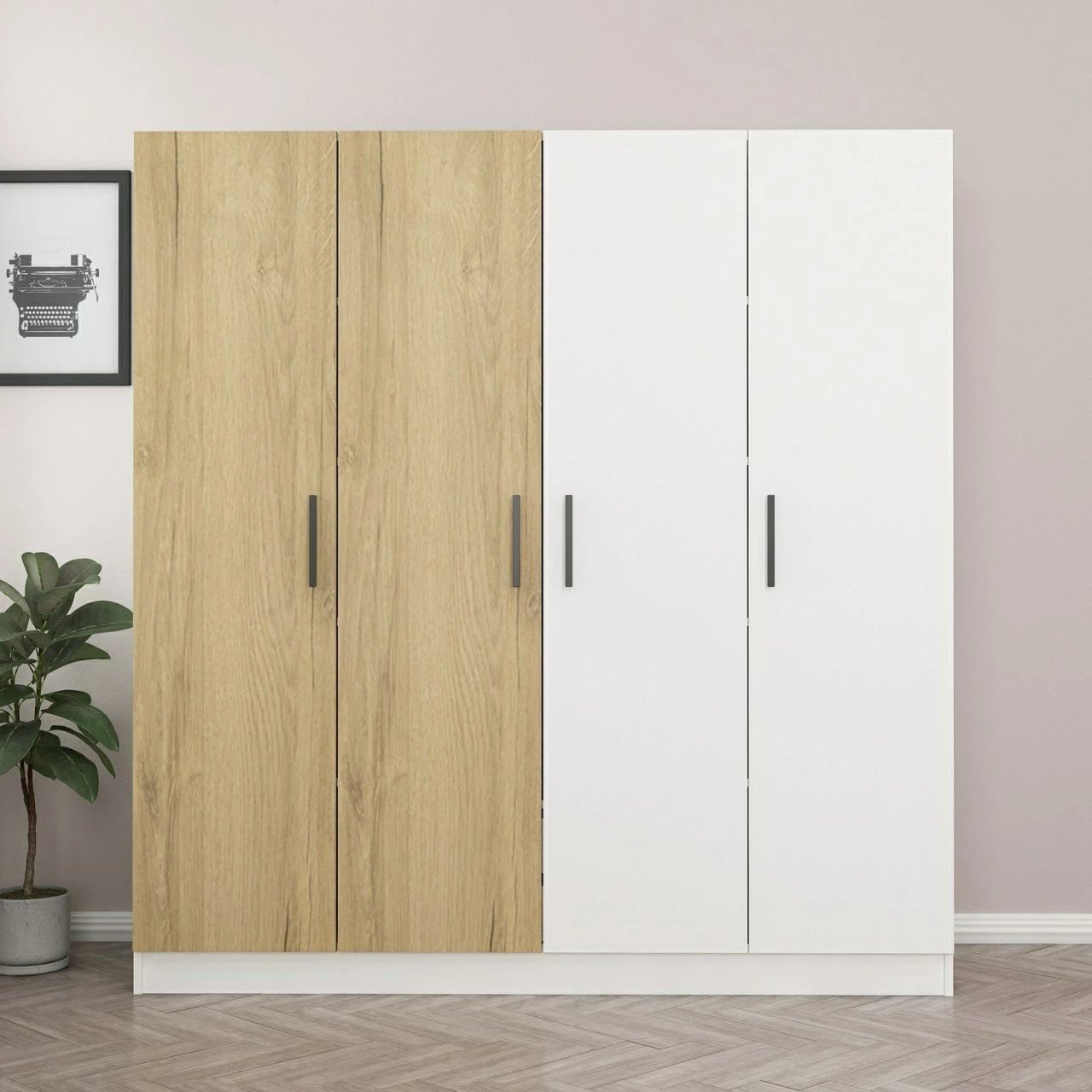 Dollap Skye Decor, ngjyrë arre dhe e bardhë, 180x210x52cm, 6 pjesë