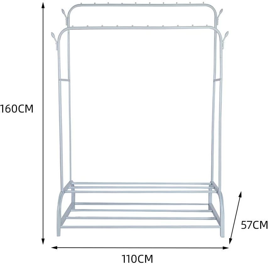 Raft organizimi për rroba Nextdeco, i bardhë, H160x110x57cm