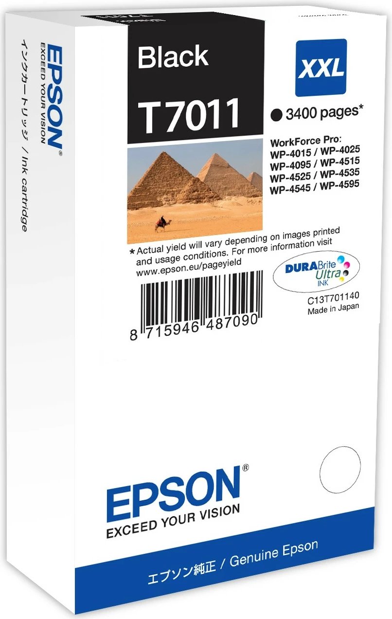 Toner Epson T7011 XXL, 63.2ml, i zi, për WorkForce Pro