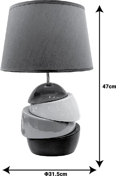Llambë tavoline Gadre Inart E27, kafe, qeramike-metal, 31.5x20x47cm