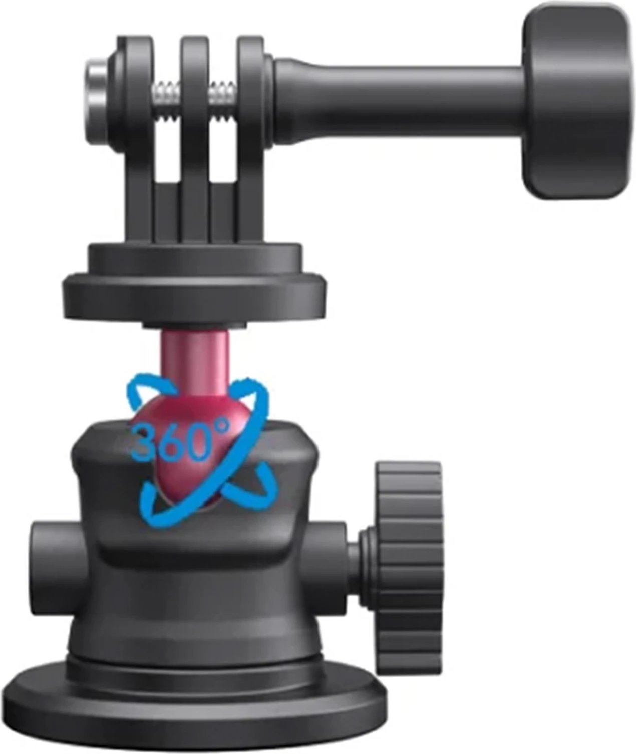 Mbajtës magnetik për kamera sportive, Telesin S7-JBK-12, kokë 360°, filetë 1/4", bazë silikoni, universal