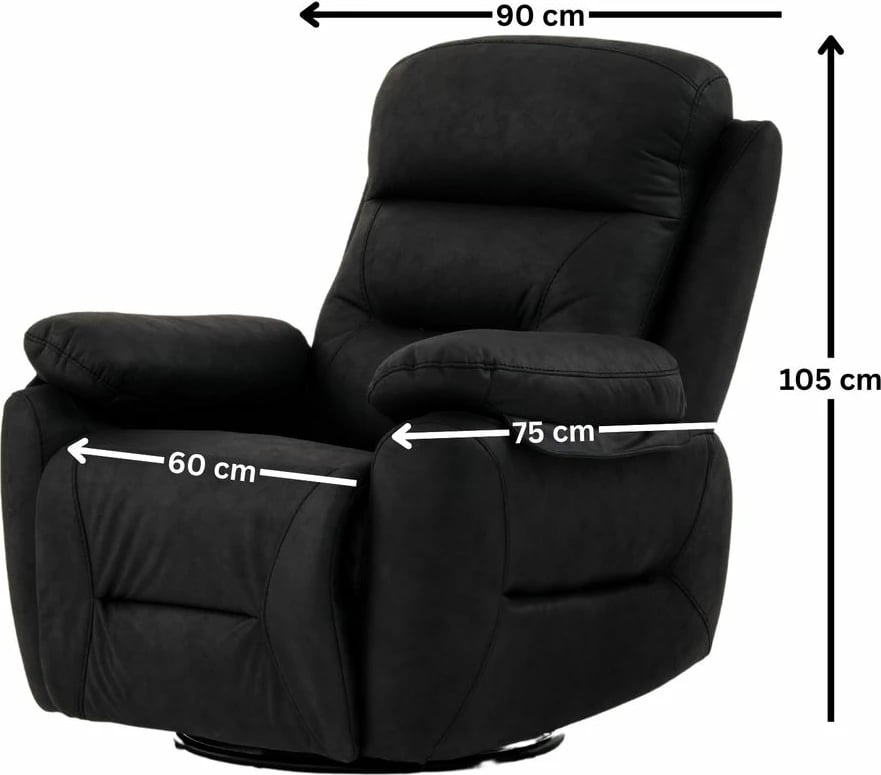 Karrige relaksuese Comfort, ngjyrë e zezë, Atelier del Sofa, manuale