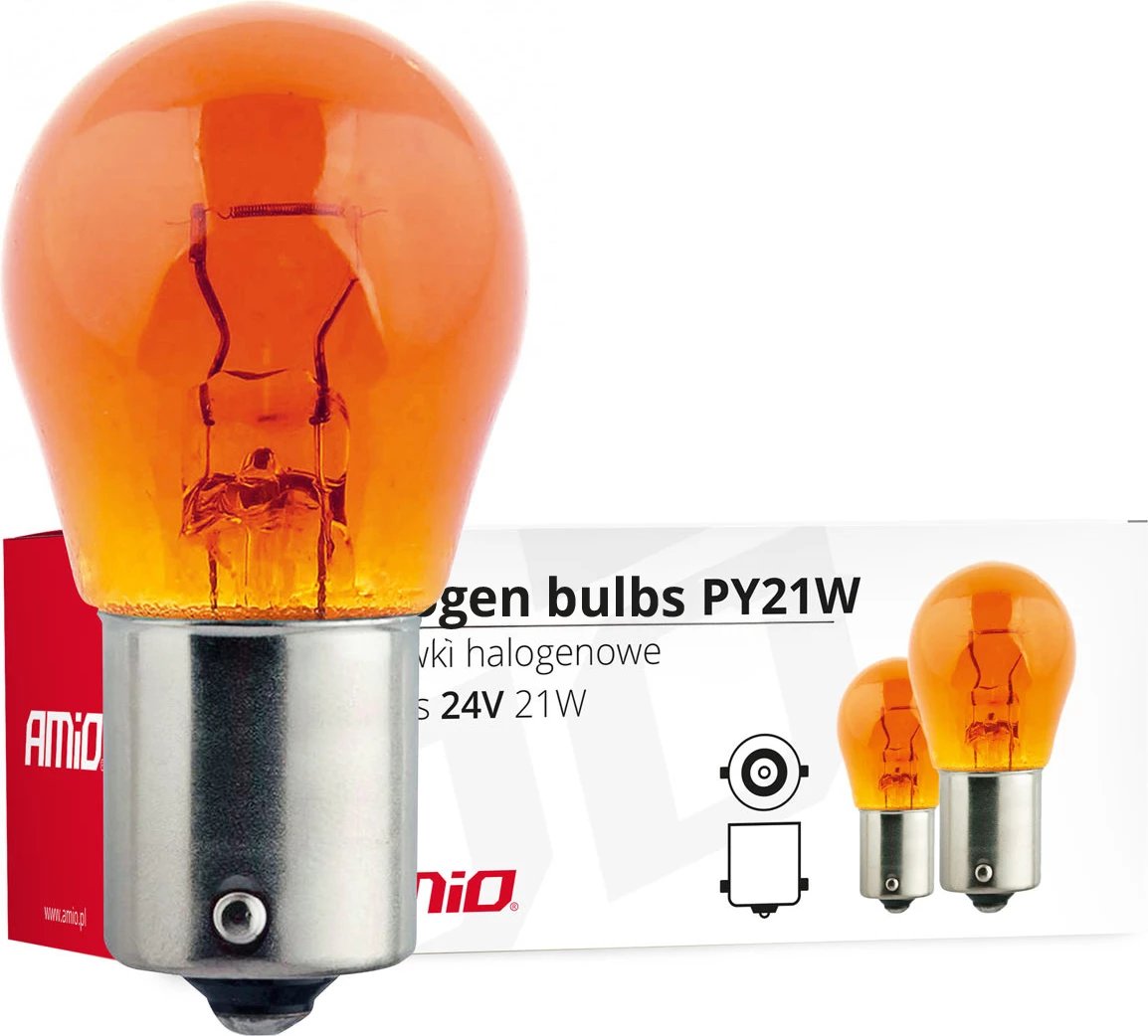 AMIO Halogen bulbs P21W BA15s 24V 21W AMBER 01005