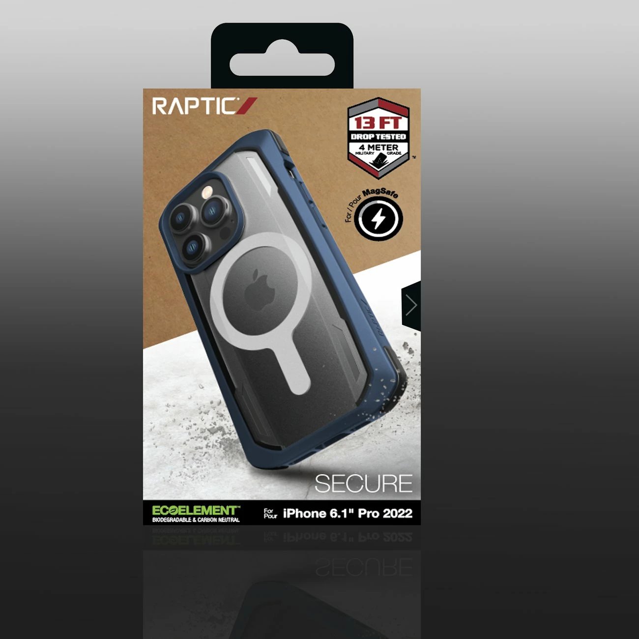Mbështjellës Raptic X-Doria Secure built për iPhone 14 Pro, MagSafe, Blu