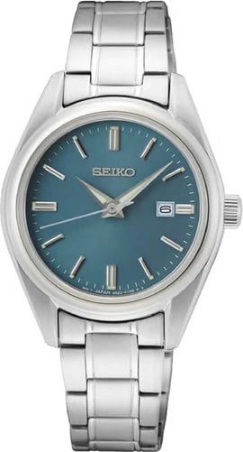 Orë dore SEIKO SUR531P1 për femra, argjendtë/blu