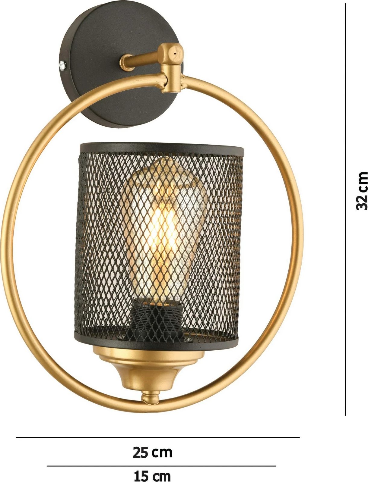 Llambë muri Opviq, AP-34, trup metalik, ngjyrë e zezë