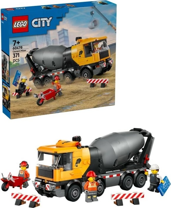 Set lodrash ndërtimi LEGO City 60478 mikser betoni, 371 pjesë, 7+ vjeç