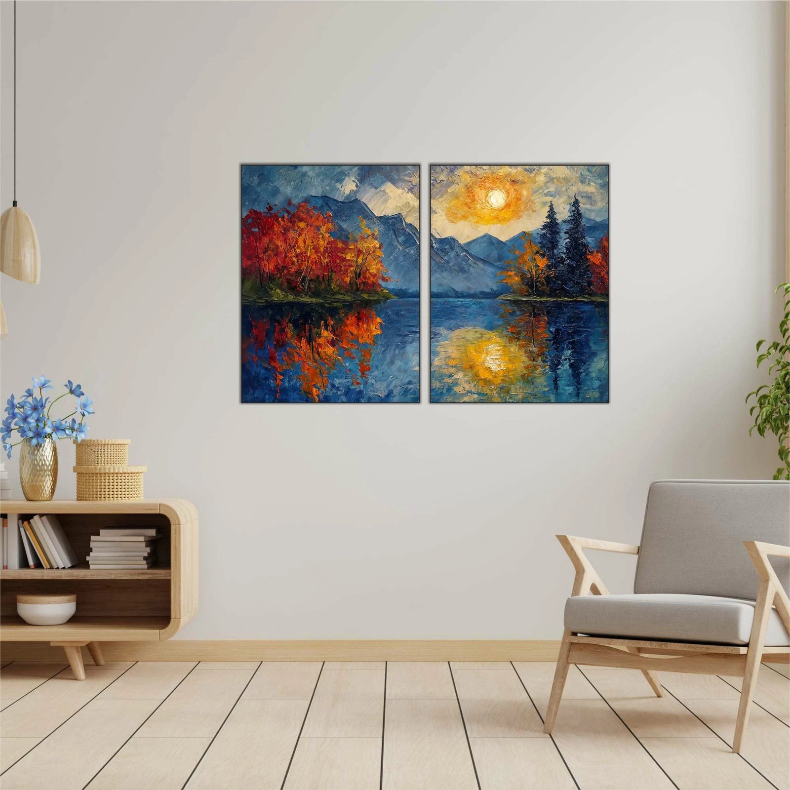 Pikturë dekorative MDF (2 copë), Wallity, shumëngjyrëshe, 40x60cm