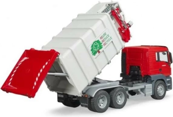 Kamion lodër BRUDER BR-03761, ngarkim anësor, 1:16, kuq/gri/zi