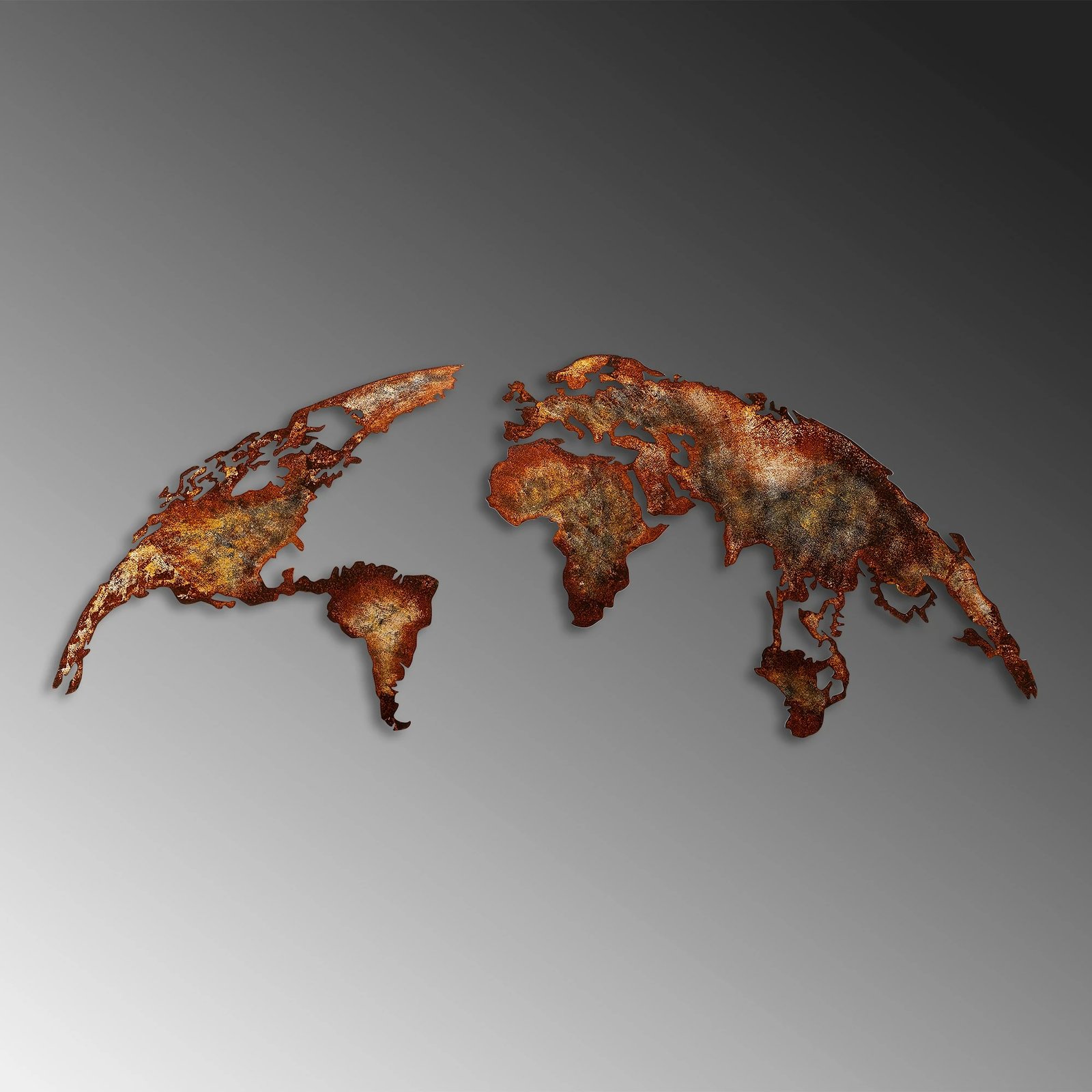 Aksesor dekorativ metalik për mur, hartë bote, madhësi mesatare, Wallity