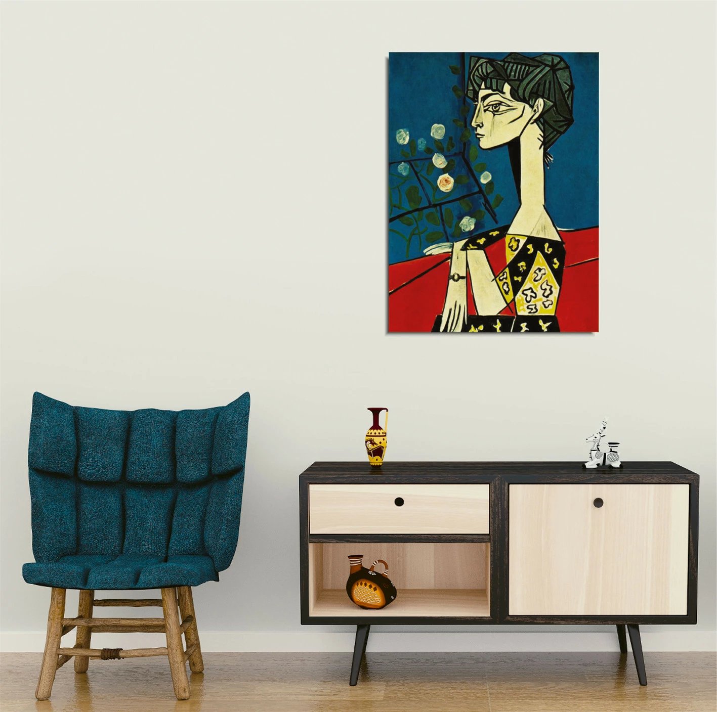 Pikturë dekorative në kanavacë, Jacqueline me lule, DC252, 30x40cm