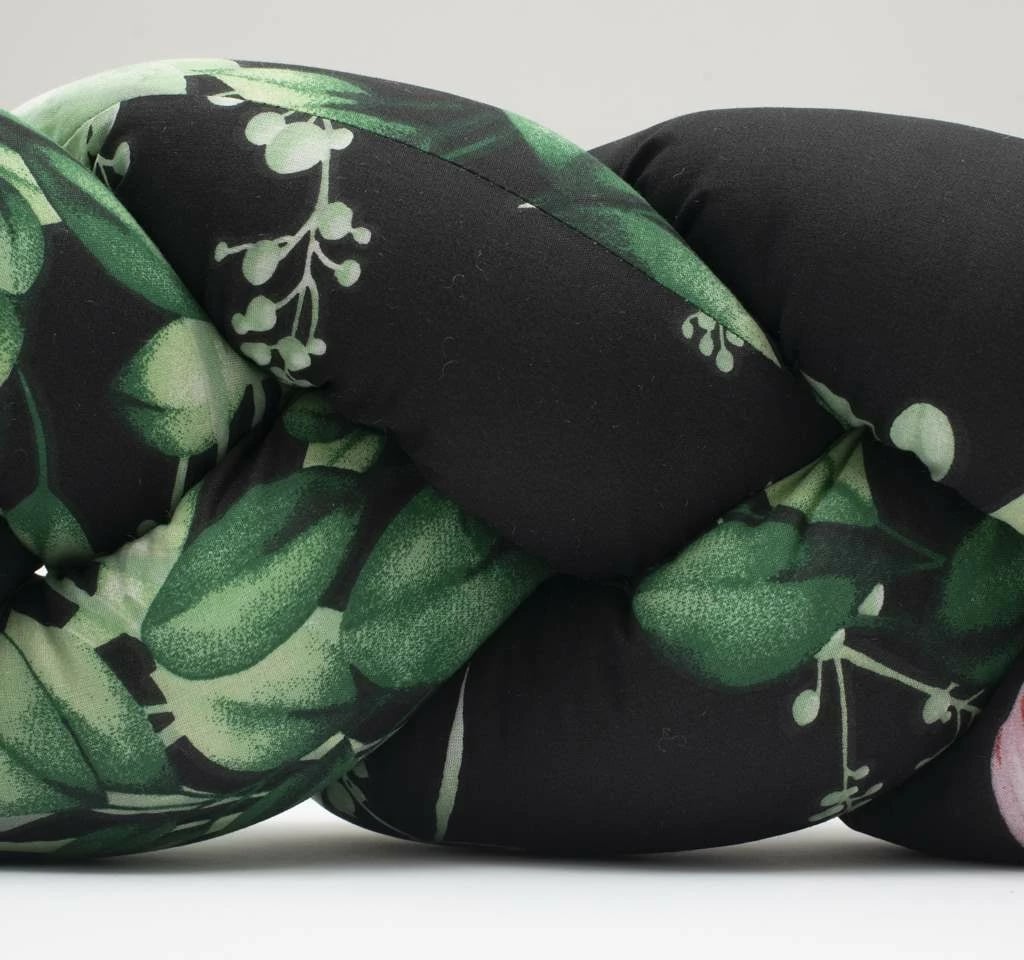 mbrojtës gërshet për krevat bebe, New Baby, Peonies, 210x18x10 cm, pambuk + minky, ngjyrë e zezë