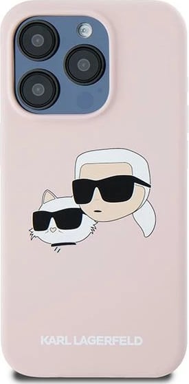 Mbështjellës Karl Lagerfeld Silicone Karl & Choupette MagSafe për iPhone 15 Pro Max, Rozë