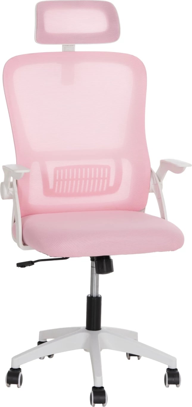 Karrige zyre BLAZER, material rrjete rozë, krahë najloni të bardhë, FH1205.04, 60.5x47x85.5cm