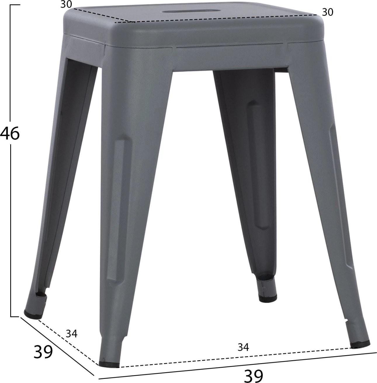Karrige për bar MELITA FH0096.50 metalike ngjyrë gri mat 39x39x46Hcm.