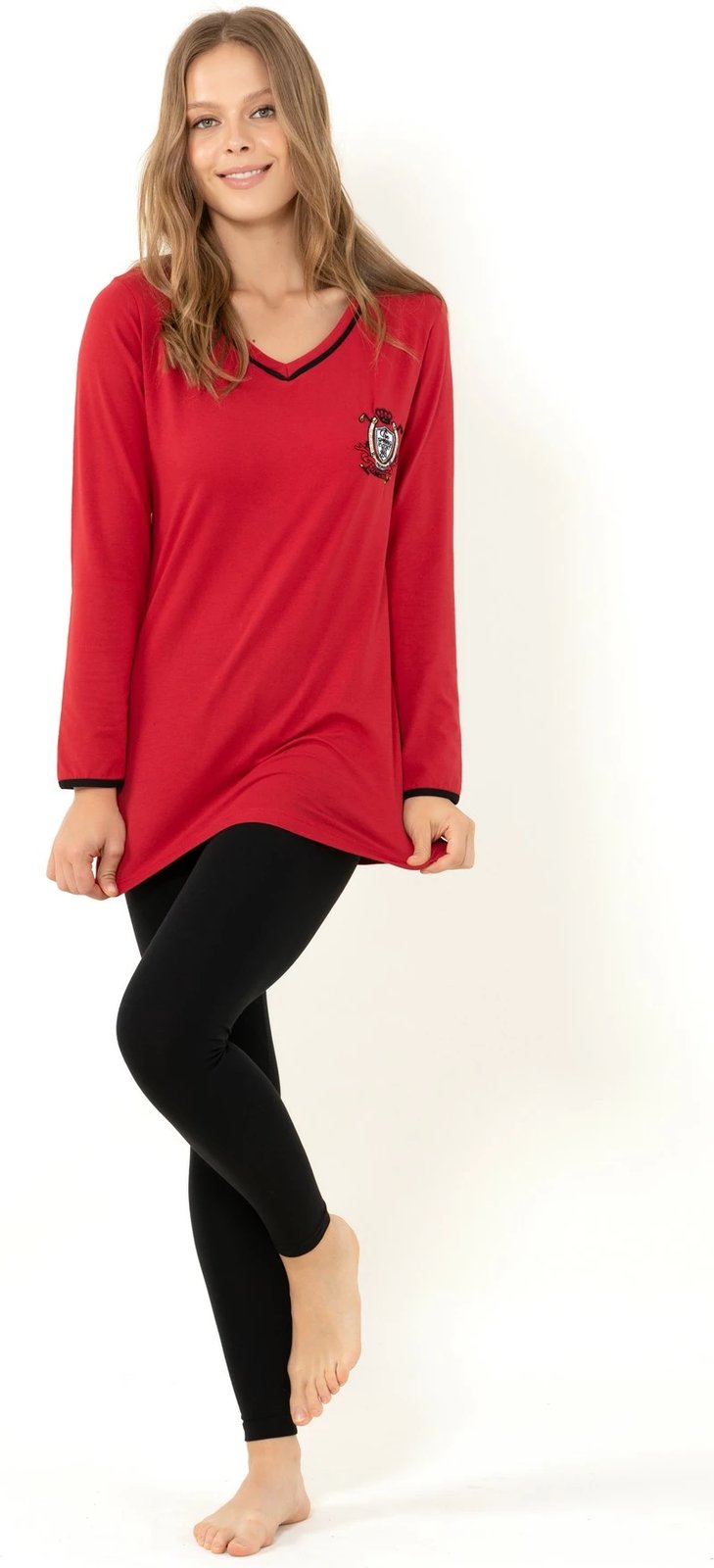 Set pizhamash për gra, ngjyrë e kuqe Claret, Jumeon 002-000254