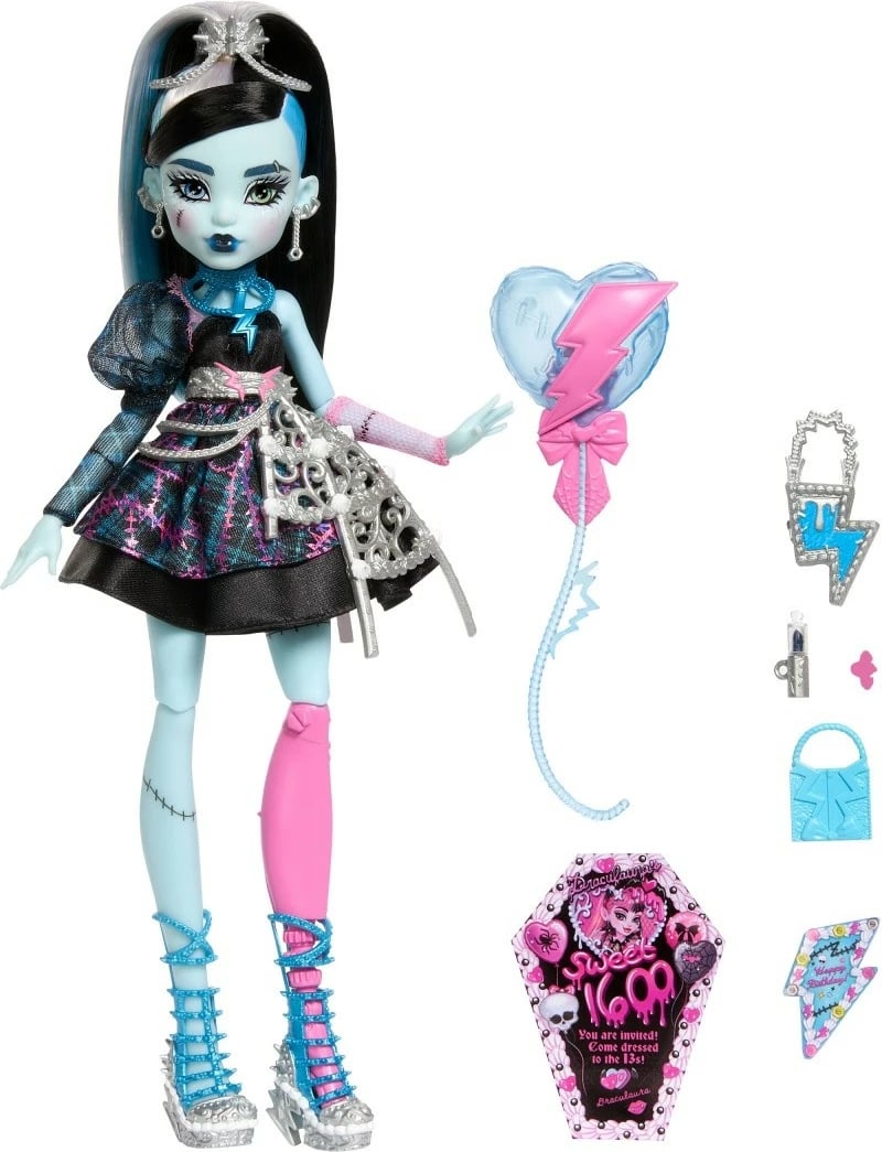 Kukull Monster High Mattel Frankie Stein Spooktacular Birthday me aksesorë