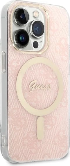 Set mbështjellës Guess GUBPP14LH4EACSP me karikues wireless për iPhone 14 Pro 6.1", rozë