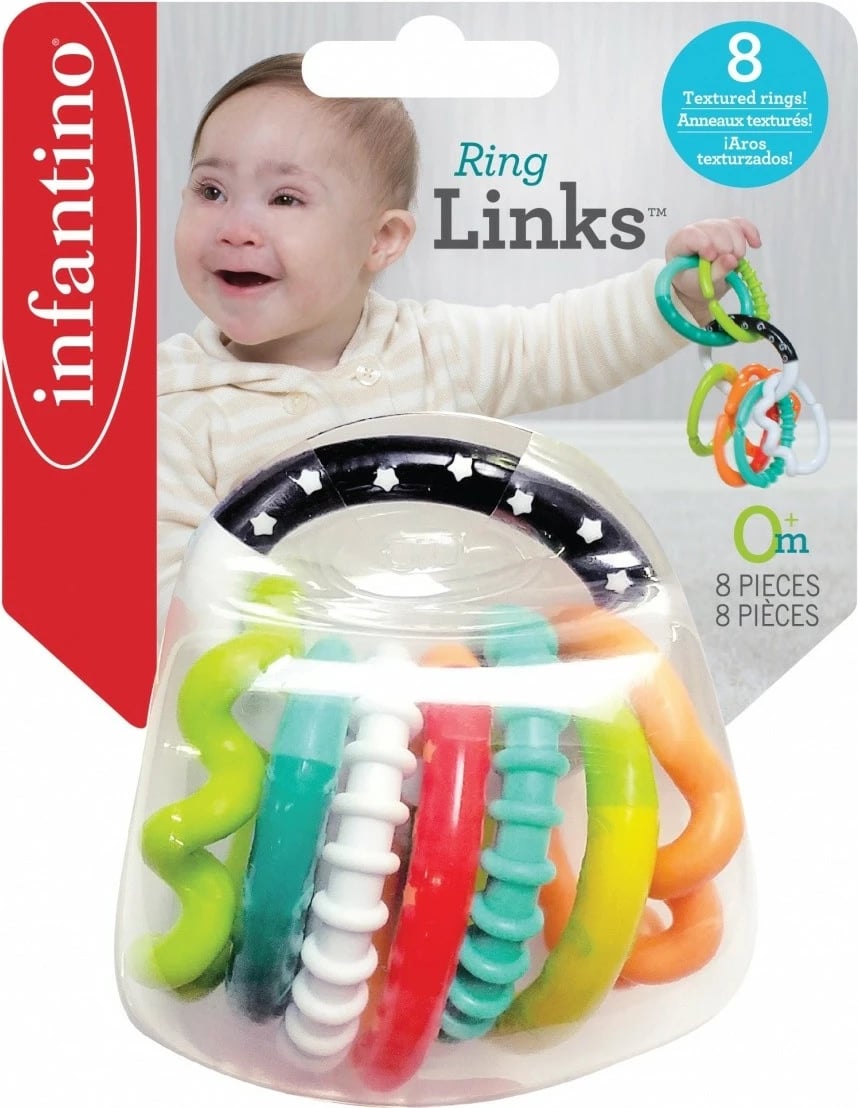 Lodër për dhëmbëzim B-kids Infantino Teething Chain, 8 elemente, shumëngjyrëshe