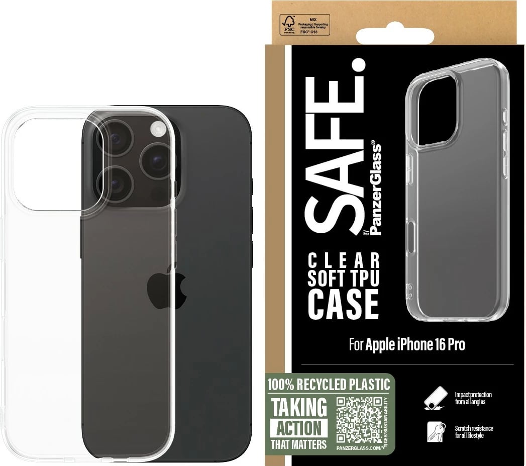Mbështjellës PanzerGlass për iPhone 16 Pro, transparent