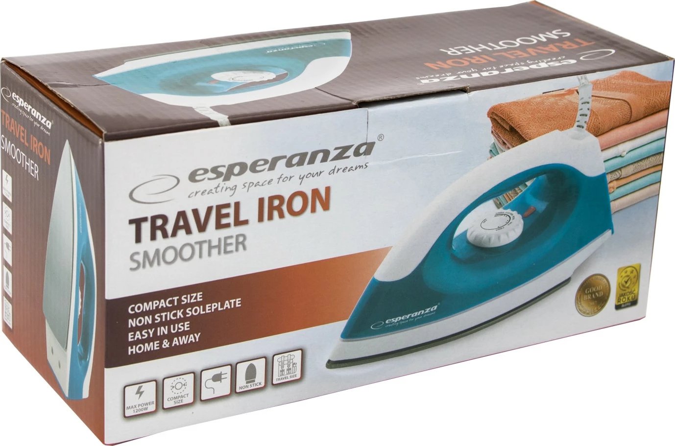 Hekur udhëtimi Esperanza SMOOTHER EHI001, 1200W, Blu/Bardhë