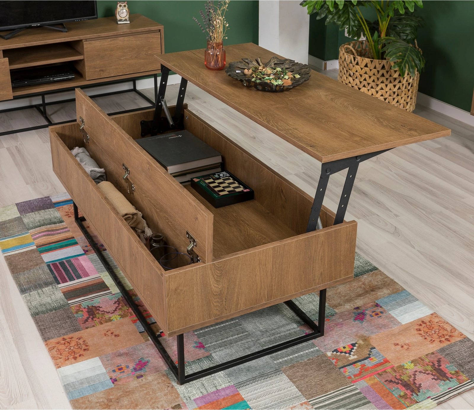 Set mobiljesh për dhomë dite Skye Decor, Laxus Takım 13, ngjyrë arre dhe e zezë