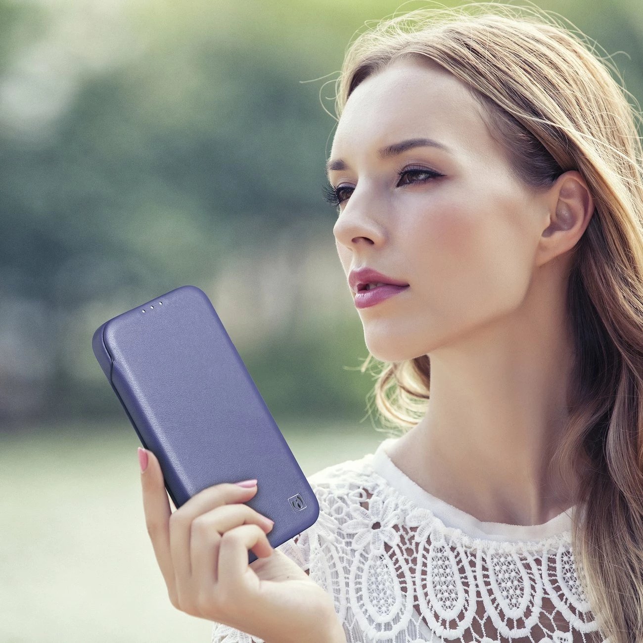 Mbështjellës lëkure iCarer CE Premium Folio për iPhone 14 Plus, MagSafe, Vjollcë e lehtë