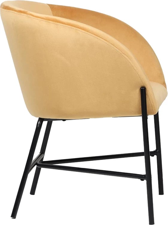 Fotelja Julia kadife e verdhë 61x57x74cm