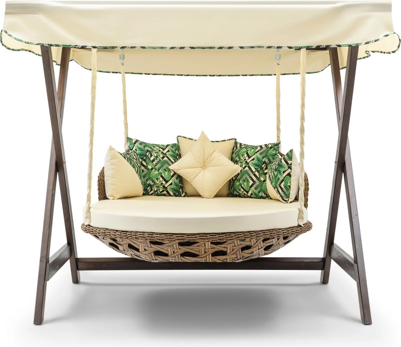 Karrige lëkundëse dyshe për kopsht, ngjyrë krem, Skye Decor Dominic