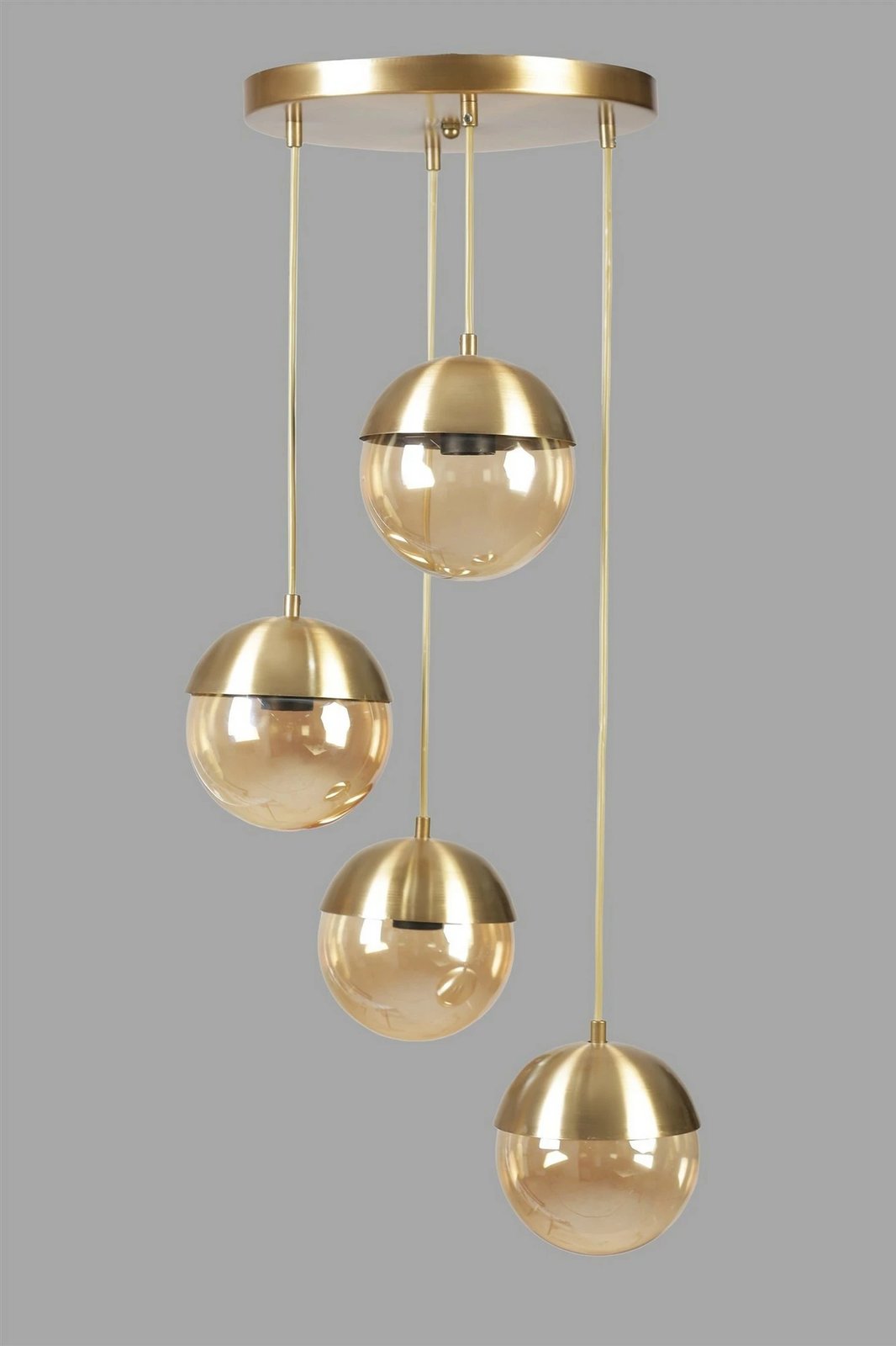 Llambë tavani Opviq, 4 sfera, metalike, ngjyrë ari, lartësi e rregullueshme