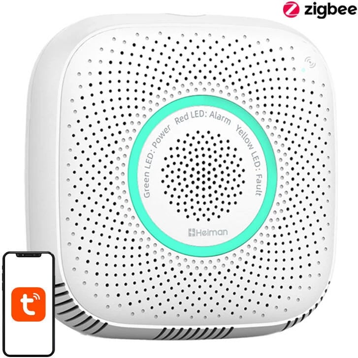 Detektor gazi natyror Heiman WS2CG smart, WiFi, Tuya Smart Life, i bardhë