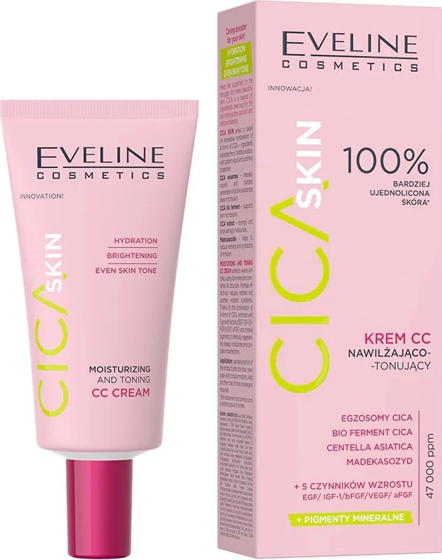 Krem për fytyrë CC Eveline Cosmetics Cica Skin Cream CC Moisturizing-Toning për femra 30ml