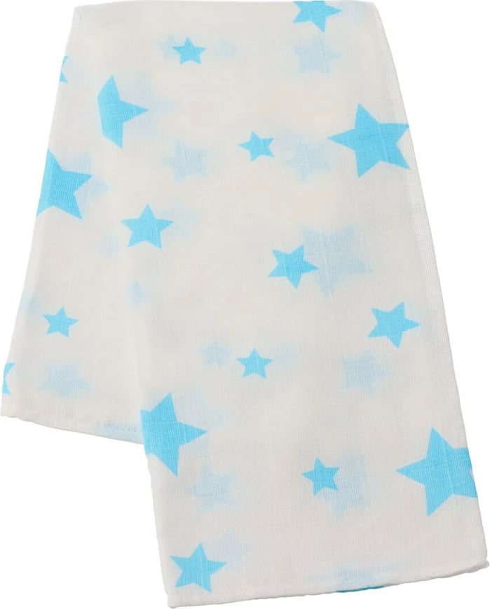 Pelena pambuku tetra me printim, New Baby Softy, 70 x 70 cm, ngjyrë turkeze dhe e bardhë, set 4 copë