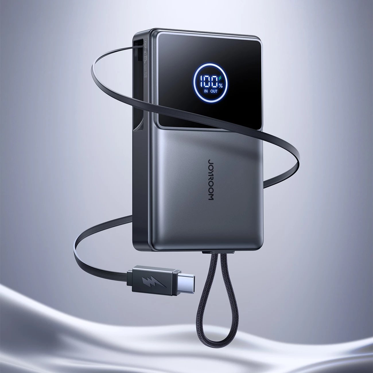 Powerbank Joyroom JR-PR1, 10000mAh, me kabllo USB-C të integruar, 22.5W, E zezë Powerbank Joyroom JR-PR1, 10000mAh, me kabllo USB-C të integruar, 22.5W, E zezë