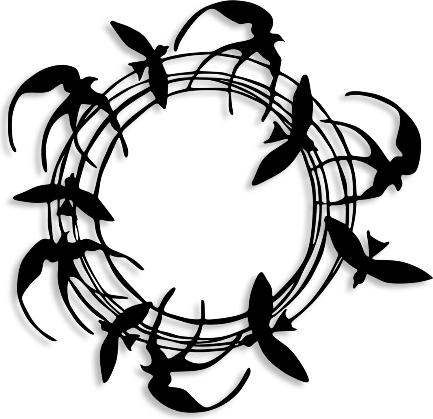 Aksesor dekorativ metalik për mur, zogj spiral, Wallity, ngjyrë e zezë, 57x55cm