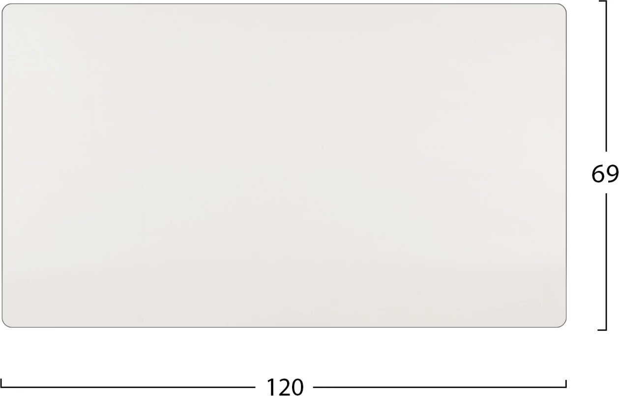 Sipërfaqe tavoline HPL, e bardhë, 120x69 cm, trashësi 12mm