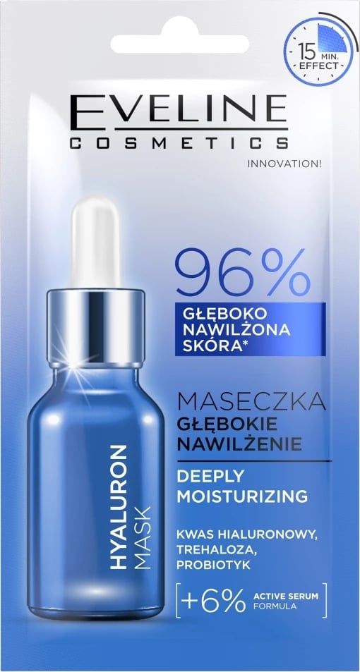 Maskë fytyre për femra Eveline Cosmetics Hyaluron Deep Hydration, 8ml