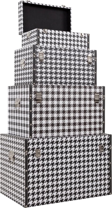Set katër sanduqesh Ferre, e zezë dhe e bardhë, 64x40x40 Set katër sanduqesh Ferre, e zezë dhe e bardhë, 64x40x40