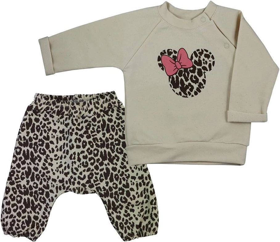 Set foshnje duks dhe tuta, KOALA Panther Girl, madhësi 68 (4-6m), pambuk 96% elastan 4%, bezhë, set 2-copësh