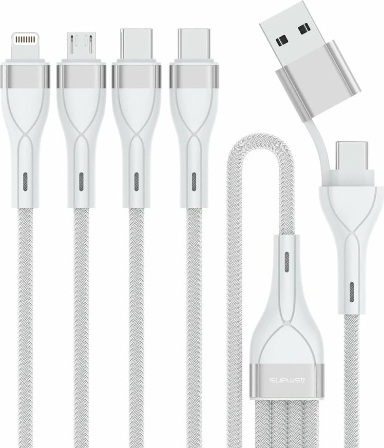 Kabllo multi-ladës 4smarts USB-C/A 4in2, 1.2m, e bardhë Kabllo multi-ladës 4smarts USB-C/A 4in2, 1.2m, e bardhë