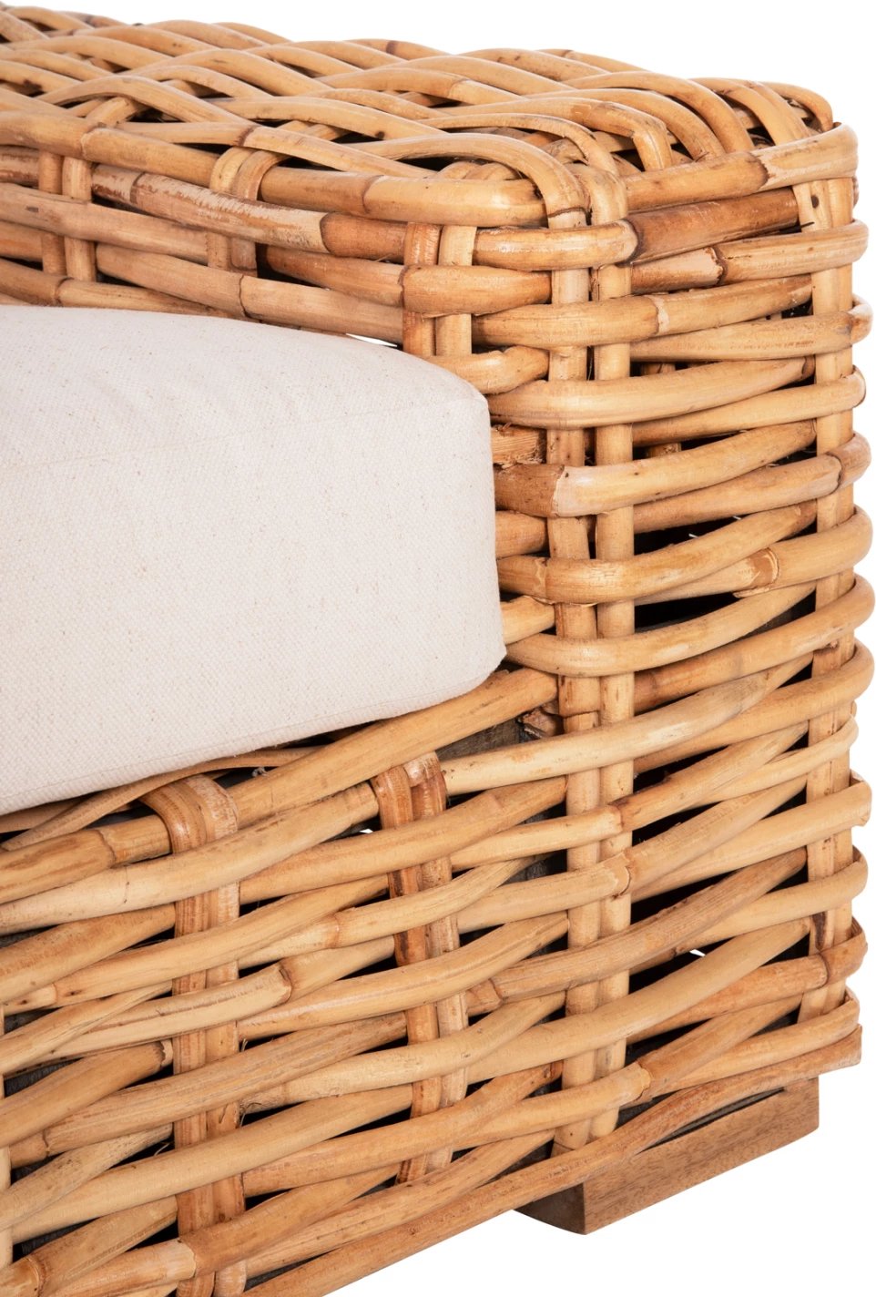 Shezlong për jashtë TROPEL FH9810 dru mango-rattan natyral-jastëk të bardhë 110x88x70-85Hcm