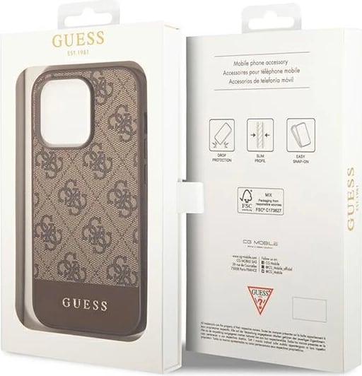 Mbështjellës Guess GUHCP14XG4GLBR për iPhone 14 Pro Max 6.7", hardcase, kafe