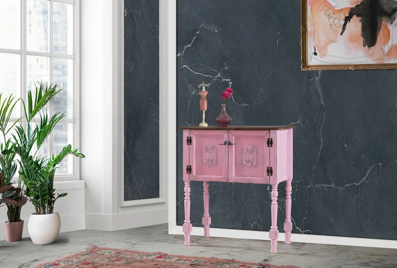 Komodinë rozë Hanah Home, Ada Dresser