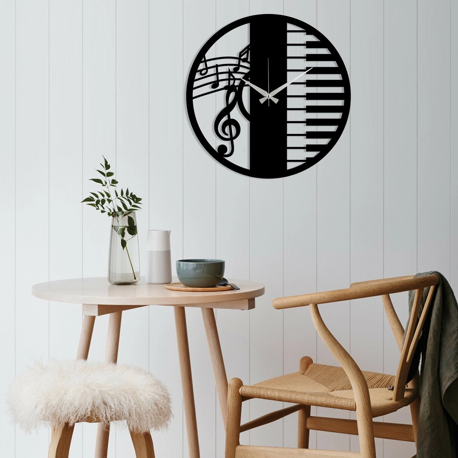 Orë muri dekorative prej metali Wallity, e zezë, 48x48cm