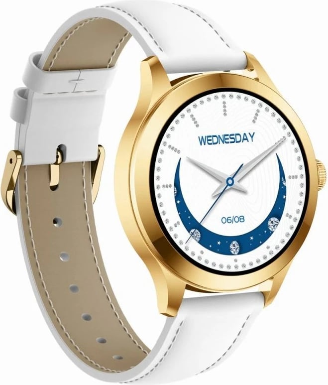 Smartwatch Gravity për femra, e bardhë e arit